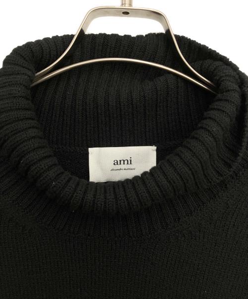 AMI Alexandre Mattiussi（アミアレクサンドルマテュッシ）AMI Alexandre Mattiussi (アミアレクサンドルマテュッシ) タートルネックニット ブラック×レッド サイズ:Mの古着・服飾アイテム
