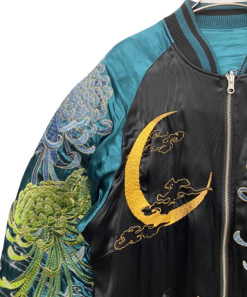 絡繰魂・粋（カラクリダマシイ イキ）絡繰魂・粋 (カラクリダマシイ イキ) スカジャン ブラック×グリーン サイズ:Lの古着・服飾アイテム