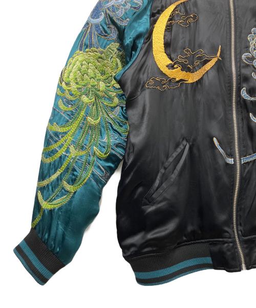 絡繰魂・粋（カラクリダマシイ イキ）絡繰魂・粋 (カラクリダマシイ イキ) スカジャン ブラック×グリーン サイズ:Lの古着・服飾アイテム