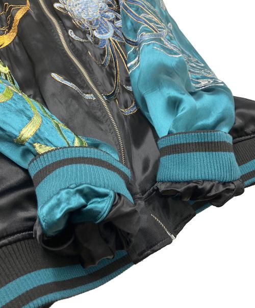 絡繰魂・粋（カラクリダマシイ イキ）絡繰魂・粋 (カラクリダマシイ イキ) スカジャン ブラック×グリーン サイズ:Lの古着・服飾アイテム