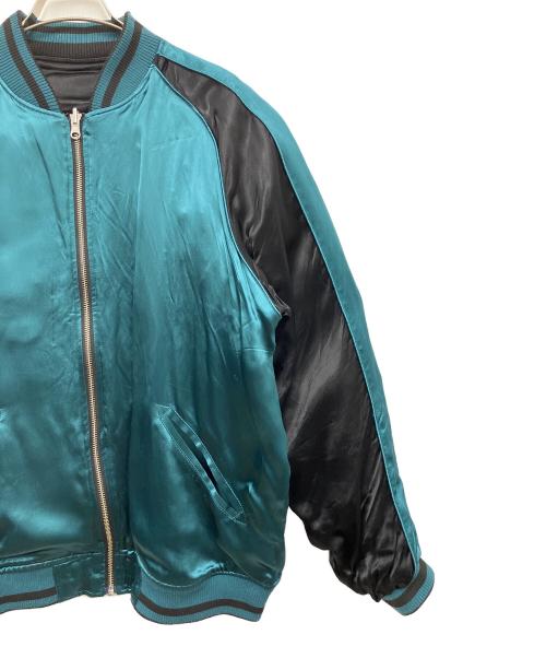 絡繰魂・粋（カラクリダマシイ イキ）絡繰魂・粋 (カラクリダマシイ イキ) スカジャン ブラック×グリーン サイズ:Lの古着・服飾アイテム