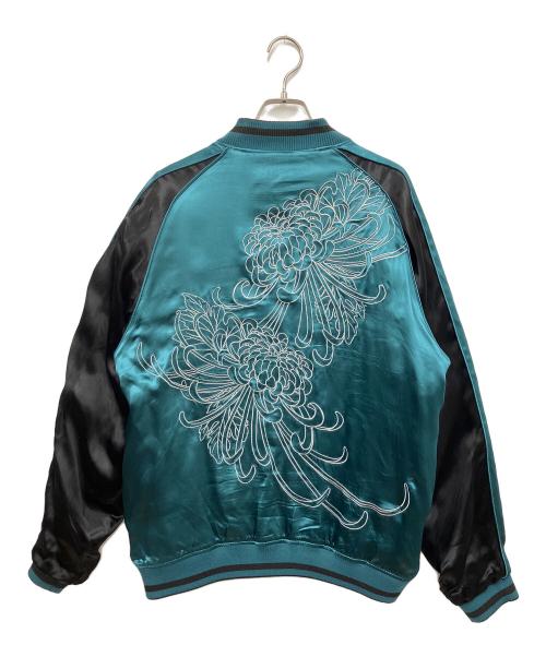 絡繰魂・粋（カラクリダマシイ イキ）絡繰魂・粋 (カラクリダマシイ イキ) スカジャン ブラック×グリーン サイズ:Lの古着・服飾アイテム