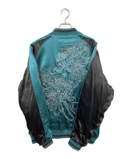 絡繰魂・粋（カラクリダマシイ イキ）絡繰魂・粋 (カラクリダマシイ イキ) スカジャン ブラック×グリーン サイズ:Lの古着・服飾アイテム