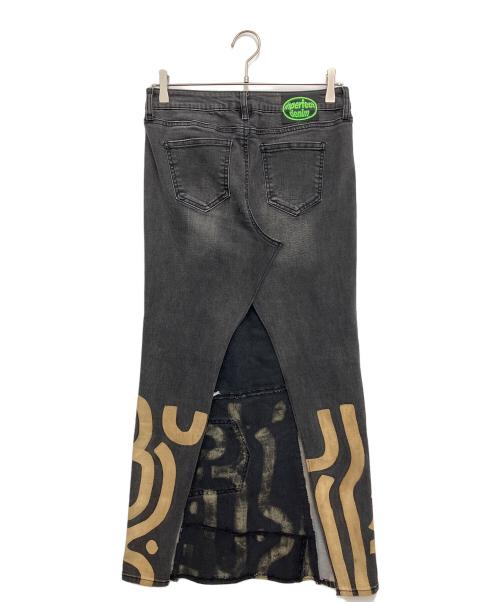 INPERFECT Denim（インパーフェクト デニム）INPERFECT Denim (インパーフェクト デニム) デニムスカート ブラック×ベージュ サイズ:27の古着・服飾アイテム