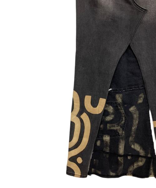 INPERFECT Denim（インパーフェクト デニム）INPERFECT Denim (インパーフェクト デニム) デニムスカート ブラック×ベージュ サイズ:27の古着・服飾アイテム