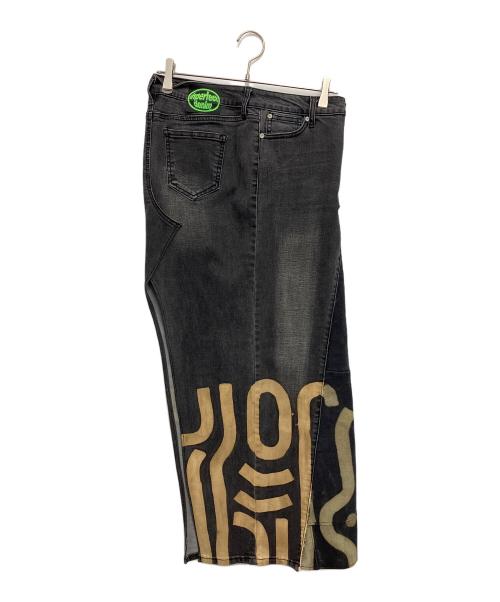 INPERFECT Denim（インパーフェクト デニム）INPERFECT Denim (インパーフェクト デニム) デニムスカート ブラック×ベージュ サイズ:27の古着・服飾アイテム