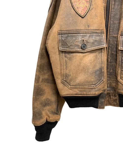 aviation（アビエイション）AVIATION (アビエイション) フライトジャケット ブラウン×ブラック サイズ:Lの古着・服飾アイテム