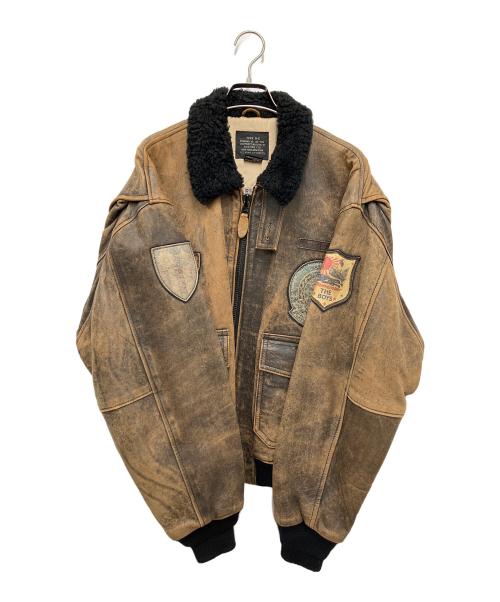 aviation（アビエイション）AVIATION (アビエイション) フライトジャケット ブラウン×ブラック サイズ:Lの古着・服飾アイテム