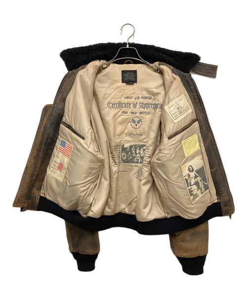 aviation（アビエイション）AVIATION (アビエイション) フライトジャケット ブラウン×ブラック サイズ:Lの古着・服飾アイテム