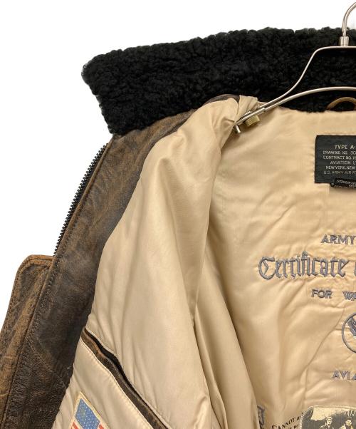 aviation（アビエイション）AVIATION (アビエイション) フライトジャケット ブラウン×ブラック サイズ:Lの古着・服飾アイテム