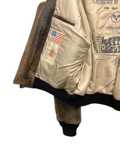 aviation（アビエイション）AVIATION (アビエイション) フライトジャケット ブラウン×ブラック サイズ:Lの古着・服飾アイテム