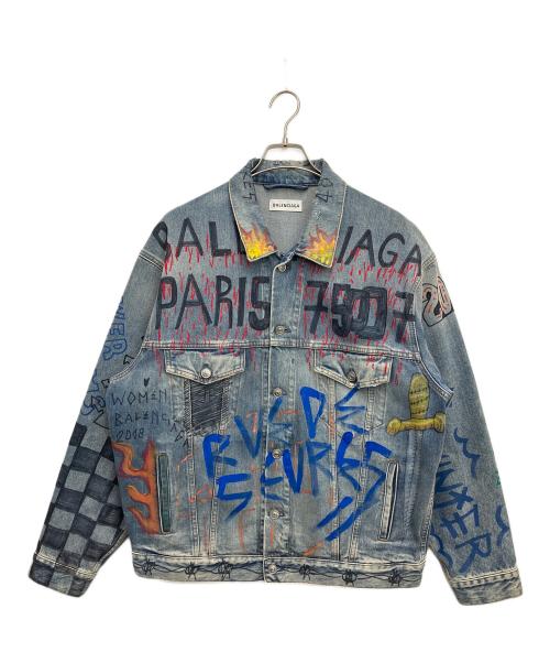 BALENCIAGA（バレンシアガ）BALENCIAGA (バレンシアガ) グラフィティ オーバーサイズデニムジャケット インディゴ サイズ:34の古着・服飾アイテム