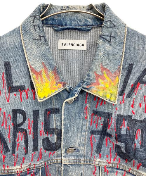 BALENCIAGA（バレンシアガ）BALENCIAGA (バレンシアガ) グラフィティ オーバーサイズデニムジャケット インディゴ サイズ:34の古着・服飾アイテム