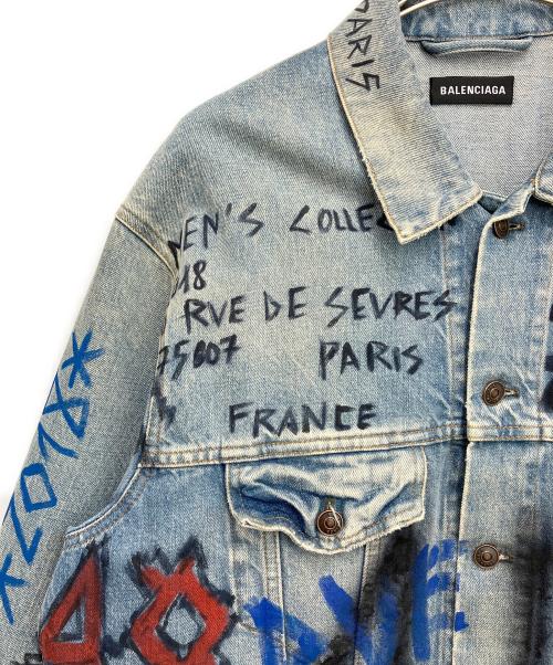 BALENCIAGA（バレンシアガ）BALENCIAGA (バレンシアガ) グラフィティデニムジャケット インディゴ サイズ:44の古着・服飾アイテム