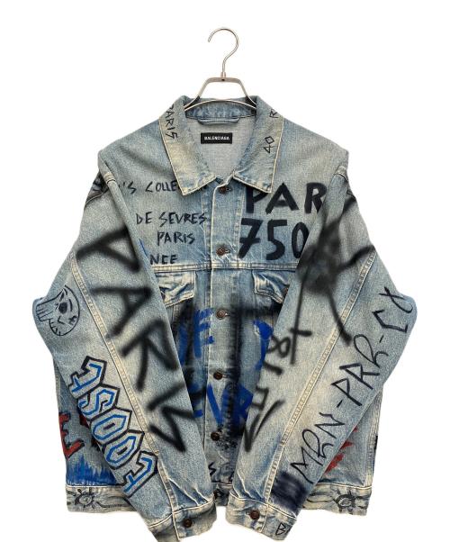 BALENCIAGA（バレンシアガ）BALENCIAGA (バレンシアガ) グラフィティデニムジャケット インディゴ サイズ:44の古着・服飾アイテム