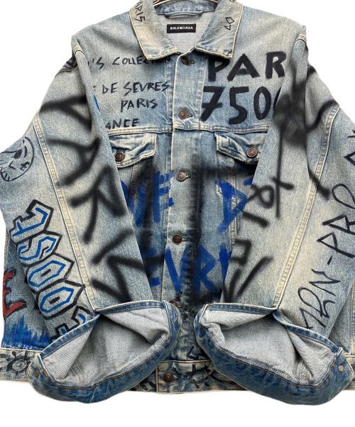 BALENCIAGA（バレンシアガ）BALENCIAGA (バレンシアガ) グラフィティデニムジャケット インディゴ サイズ:44の古着・服飾アイテム