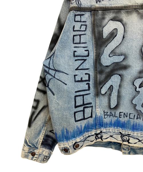 BALENCIAGA（バレンシアガ）BALENCIAGA (バレンシアガ) グラフィティデニムジャケット インディゴ サイズ:44の古着・服飾アイテム