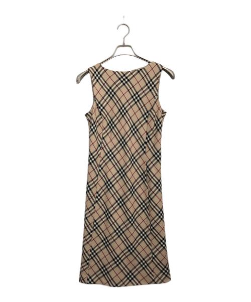 BURBERRY BLUE LABEL（バーバリー ブルー レーベル）BURBERRY BLUE LABEL (バーバリー ブルー レーベル) ノースリーブワンピース ベージュ×ブラック サイズ:38の古着・服飾アイテム