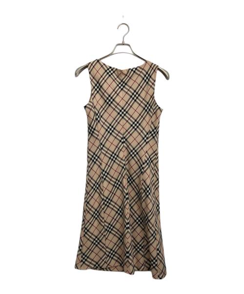 BURBERRY BLUE LABEL（バーバリー ブルー レーベル）BURBERRY BLUE LABEL (バーバリー ブルー レーベル) ノースリーブワンピース ベージュ×ブラック サイズ:38の古着・服飾アイテム