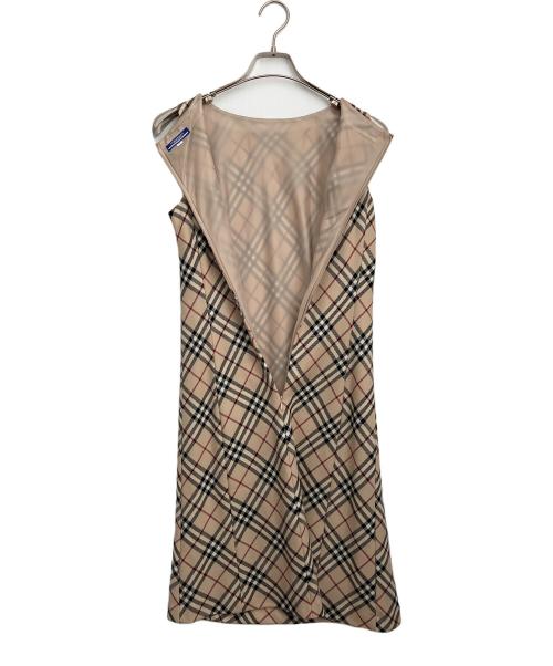 BURBERRY BLUE LABEL（バーバリー ブルー レーベル）BURBERRY BLUE LABEL (バーバリー ブルー レーベル) ノースリーブワンピース ベージュ×ブラック サイズ:38の古着・服飾アイテム