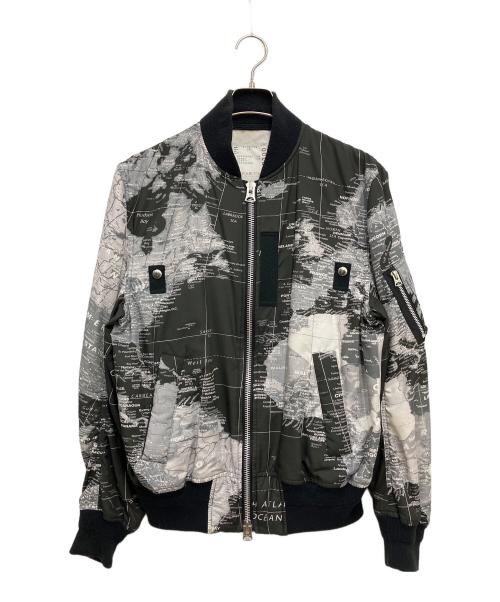 sacai（サカイ）sacai (サカイ) ワールドマップブルゾン ブラック サイズ:1の古着・服飾アイテム
