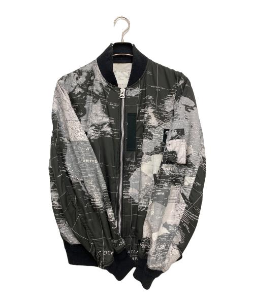 sacai（サカイ）sacai (サカイ) ワールドマップブルゾン ブラック サイズ:1の古着・服飾アイテム