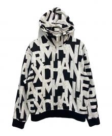 ARMANI EXCHANGE（アルマーニ エクスチェンジ）の古着「プルオーバーパーカー」｜ホワイト×ブラック
