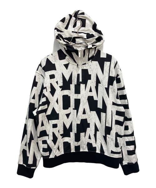 ARMANI EXCHANGE（アルマーニ エクスチェンジ）ARMANI EXCHANGE (アルマーニ エクスチェンジ) プルオーバーパーカー ホワイト×ブラック サイズ:Mの古着・服飾アイテム