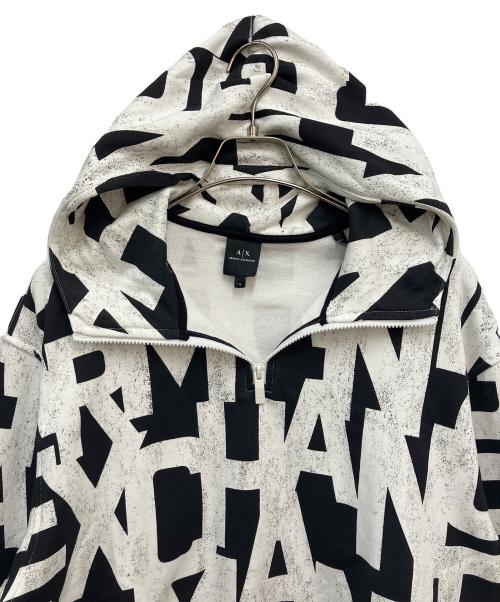 ARMANI EXCHANGE（アルマーニ エクスチェンジ）ARMANI EXCHANGE (アルマーニ エクスチェンジ) プルオーバーパーカー ホワイト×ブラック サイズ:Mの古着・服飾アイテム