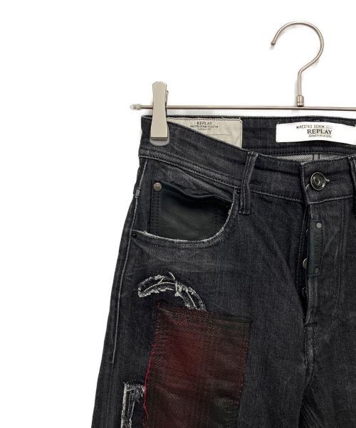 REPLAY（リプレイ）REPLAY (リプレイ) スキニーデニムパンツ ブラック×レッド サイズ:28の古着・服飾アイテム
