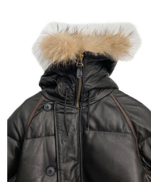 AVIREX（アヴィレックス）AVIREX (アヴィレックス) レザーダウンジャケット ブラック×ブラウン サイズ:XLの古着・服飾アイテム