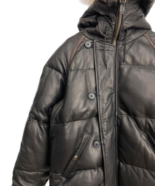 AVIREX（アヴィレックス）AVIREX (アヴィレックス) レザーダウンジャケット ブラック×ブラウン サイズ:XLの古着・服飾アイテム