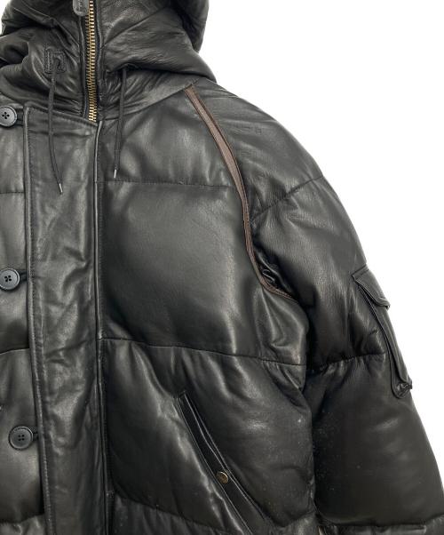 AVIREX（アヴィレックス）AVIREX (アヴィレックス) レザーダウンジャケット ブラック×ブラウン サイズ:XLの古着・服飾アイテム