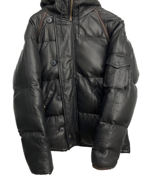 AVIREX（アヴィレックス）AVIREX (アヴィレックス) レザーダウンジャケット ブラック×ブラウン サイズ:XLの古着・服飾アイテム