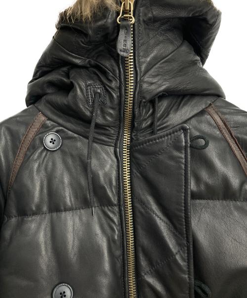 AVIREX（アヴィレックス）AVIREX (アヴィレックス) レザーダウンジャケット ブラック×ブラウン サイズ:XLの古着・服飾アイテム
