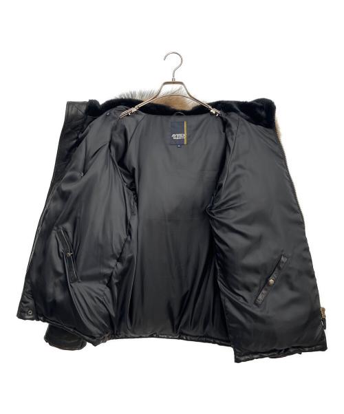 AVIREX（アヴィレックス）AVIREX (アヴィレックス) レザーダウンジャケット ブラック×ブラウン サイズ:XLの古着・服飾アイテム