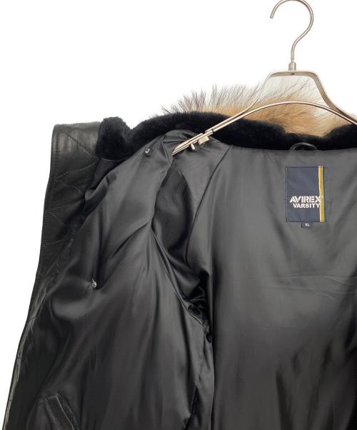 AVIREX（アヴィレックス）AVIREX (アヴィレックス) レザーダウンジャケット ブラック×ブラウン サイズ:XLの古着・服飾アイテム