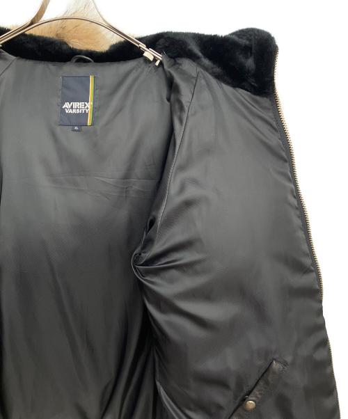 AVIREX（アヴィレックス）AVIREX (アヴィレックス) レザーダウンジャケット ブラック×ブラウン サイズ:XLの古着・服飾アイテム