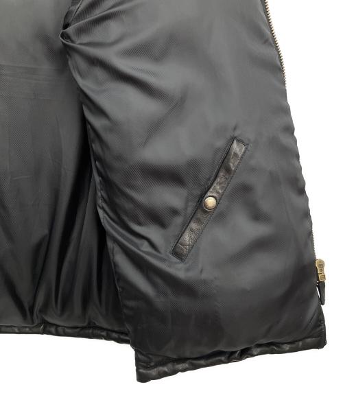 AVIREX（アヴィレックス）AVIREX (アヴィレックス) レザーダウンジャケット ブラック×ブラウン サイズ:XLの古着・服飾アイテム