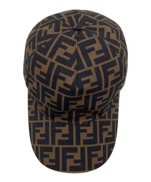 FENDI（フェンディ）FENDI (フェンディ) ベースボールキャップ ブラウン×ブラックの古着・服飾アイテム