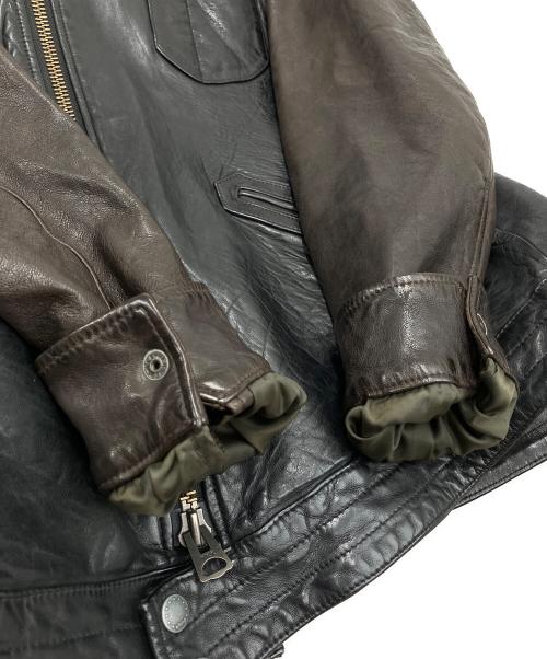 glamb（グラム）glamb (グラム) レザージャケット ブラック×ブラウン サイズ:3の古着・服飾アイテム