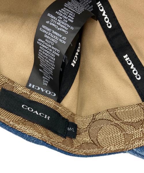 COACH（コーチ）COACH (コーチ) ベースボールキャップ インディゴ×ベージュ サイズ:M/Lの古着・服飾アイテム