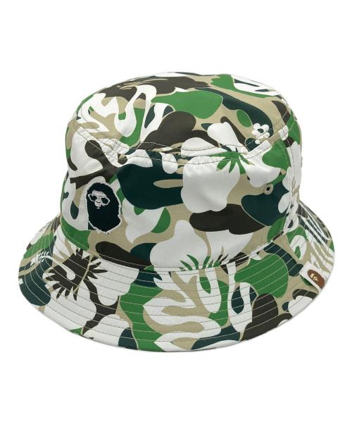 A BATHING APE（アベイシングエイプ）A BATHING APE (アベイシングエイプ) バケットハット グリーン×ホワイト サイズ:Mの古着・服飾アイテム