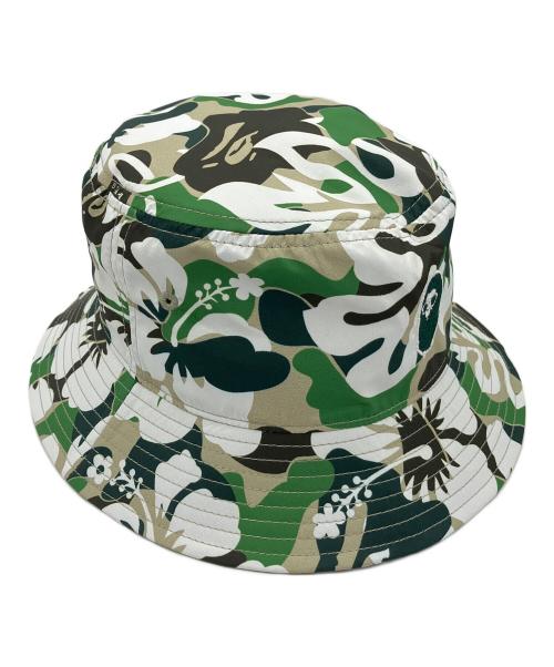 A BATHING APE（アベイシングエイプ）A BATHING APE (アベイシングエイプ) バケットハット グリーン×ホワイト サイズ:Mの古着・服飾アイテム