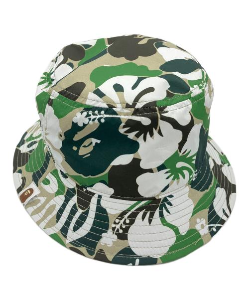 A BATHING APE（アベイシングエイプ）A BATHING APE (アベイシングエイプ) バケットハット グリーン×ホワイト サイズ:Mの古着・服飾アイテム