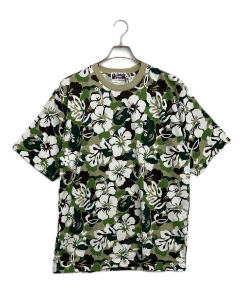 A BATHING APE（アベイシングエイプ）A BATHING APE (アベイシングエイプ) 半袖カットソー グリーン×ホワイト サイズ:Mの古着・服飾アイテム