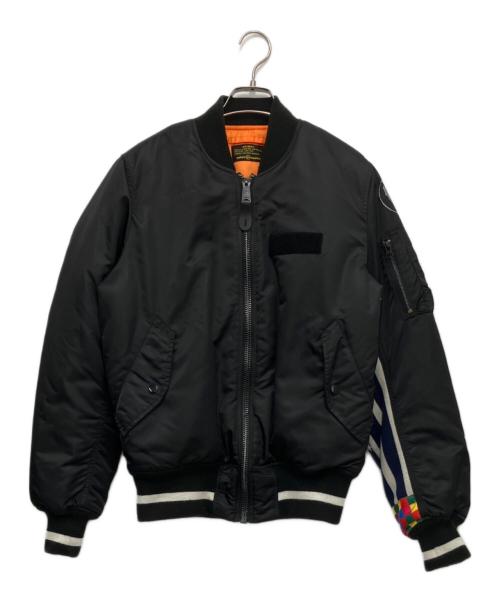 ALPHA（アルファ）ALPHA (アルファ) uniform experiment (ユニフォームエクスペリメント) MA-1ジャケット ブラック×オレンジ サイズ:MEDIUMの古着・服飾アイテム
