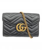 GUCCIグッチ）の古着「GGマーモント チェーンショルダーバッグ」｜ブラック