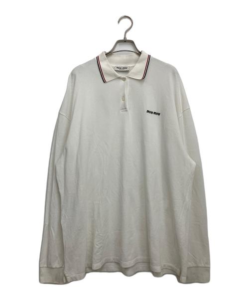 MIU MIU（ミュウミュウ）MIU MIU (ミュウミュウ) 長袖ポロシャツ ホワイト サイズ:XLの古着・服飾アイテム