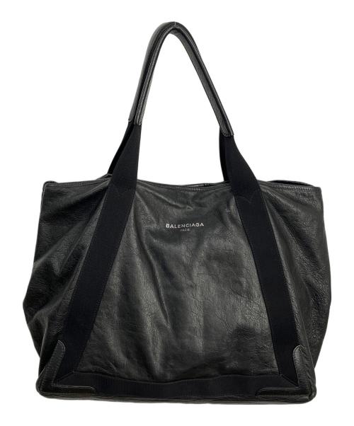 BALENCIAGA（バレンシアガ）BALENCIAGA (バレンシアガ) ネイビーカバM レザー トートバッグ ブラックの古着・服飾アイテム